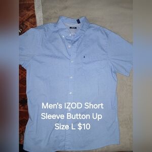 IZOD Men's Light Blue Casual Button-Down Shirt